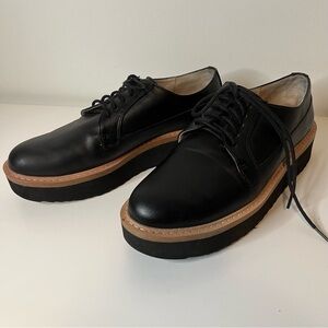 Zara basic collection black chunky lace up loafers size EU 38, US 7.5